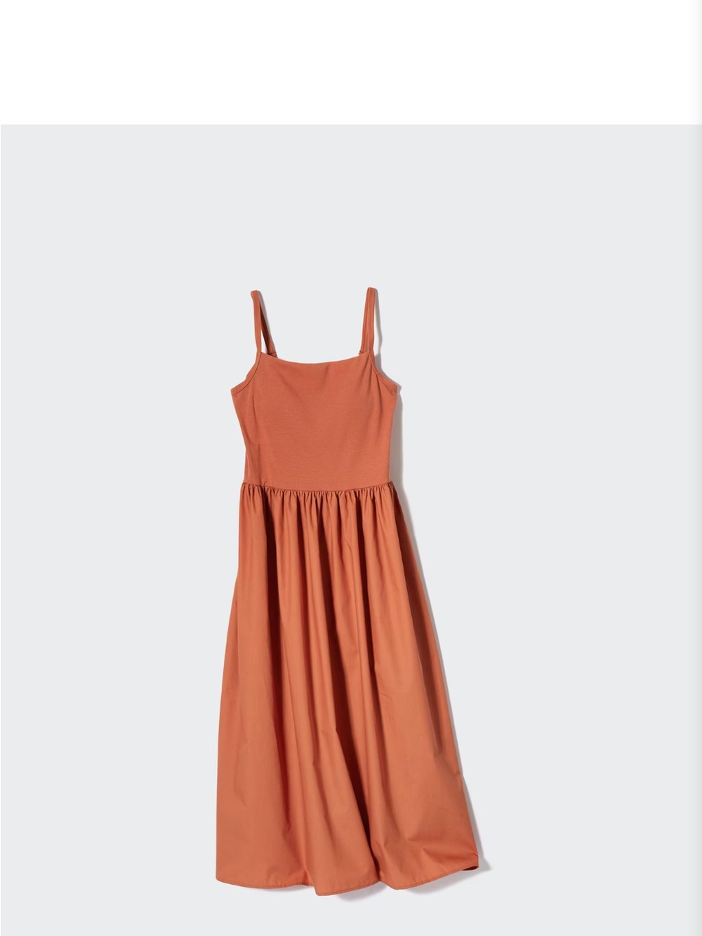 Uniqlo Strapless-Look Spaghetti Strap Maxi Dress in Rust